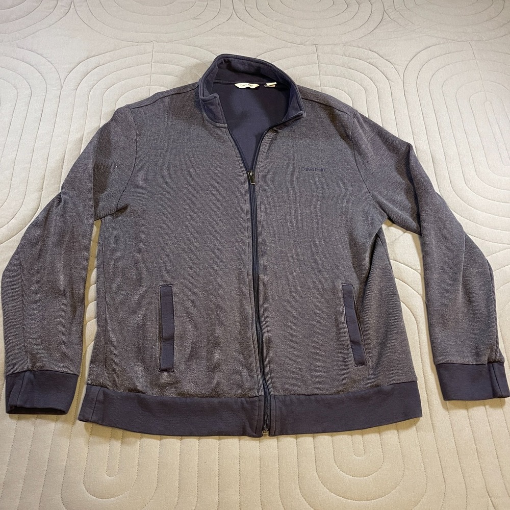 Calvin Klein Mens Full Zip Sweater Blue Size Large